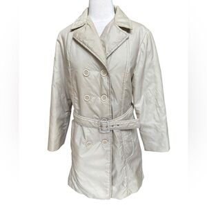 1960s/70s Bromleigh Faux Double Breasted‎ Poly Fill Pea Trench Style Coat